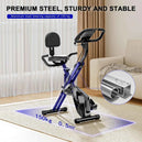 Vélo d'exercice pliable avec 8 niveaux de résistance et capteurs de fréquence cardiaque - Vélo stationnaire LCD pour cyclisme en intérieur
