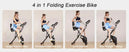 Vélo d'exercice pliable avec 8 niveaux de résistance et capteurs de fréquence cardiaque - Vélo stationnaire LCD pour cyclisme en intérieur