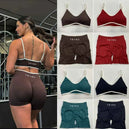Shorts de yoga femme et ensemble de soutien-gorge pour le fitness, vélo et entraînement sculptant à élastique