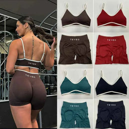 Shorts de yoga femme et ensemble de soutien-gorge pour le fitness, vélo et entraînement sculptant à élastique