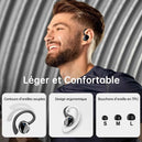 Écouteurs sans fil Bluetooth 5.3 avec écouteurs stéréo basses, réduction de bruit, micro intégré, étanchéité IP7 pour le sport, autonomie de 40 heures.