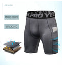 Shorts de course homme compression avec poche, rapide à sécher, pour entraînement et fitness - Mondial sport