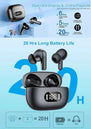 Écouteurs sans fil réduction de bruit 40dB Bluetooth 5.3 avec 6 micros ENC et affichage LED HD, mode transparence TWS