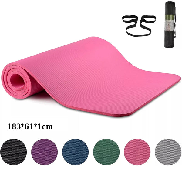 Tapis de yoga 183*61 cm avec sac de transport, matelas d'exercice NBR pour Fitness et Pilates à domicile - Mondial sport