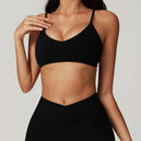 Soutien-gorge de sport femme V-neck Ctenkevet - Brassière push-up dos nu pour fitness, yoga et entraînements - Mondial sport