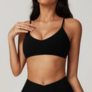 Soutien-gorge de sport femme V-neck Ctenkevet - Brassière push-up dos nu pour fitness, yoga et entraînements - Mondial sport