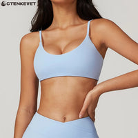 Soutien-gorge de sport femme V-neck Ctenkevet - Brassière push-up dos nu pour fitness, yoga et entraînements - Mondial sport