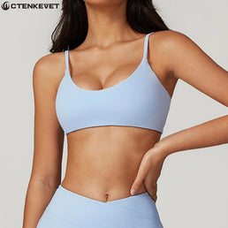 Soutien-gorge de sport femme V-neck Ctenkevet - Brassière push-up dos nu pour fitness, yoga et entraînements - Mondial sport