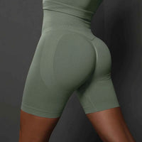 Shorts de yoga pour femmes - Shorts de sport sans couture, taille haute, pour le fitness et le cyclisme