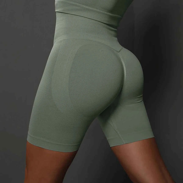 Shorts de yoga pour femmes - Shorts de sport sans couture, taille haute, pour le fitness et le cyclisme