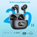 Écouteurs sans fil réduction de bruit 40dB Bluetooth 5.3 avec 6 micros ENC et affichage LED HD, mode transparence TWS