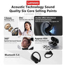 Écouteurs Bluetooth Lenovo XT55 LP75 XT80 avec Batterie Longue Durée et Son Hi-Fi, Casque Sport à Réduction de Bruit